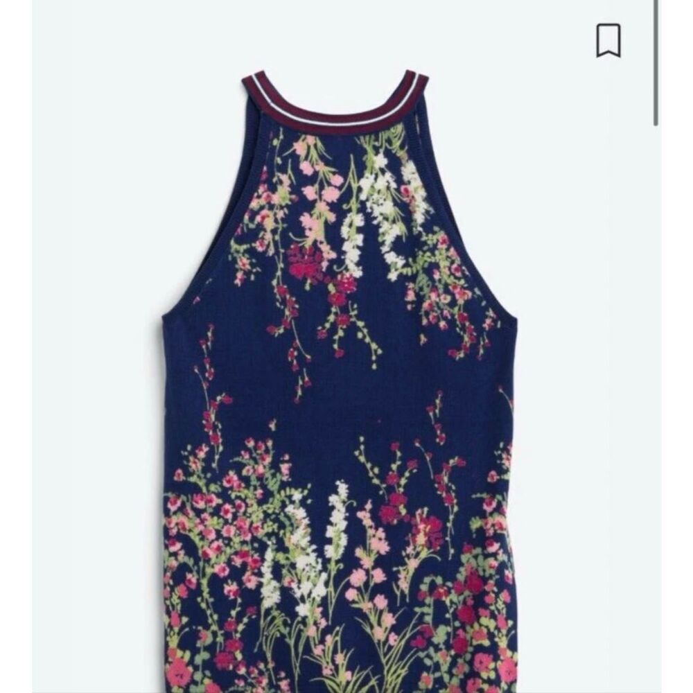 Daniel Rain Rora Halter Sweater Tank Size Large Navy Floral NWOT - Picture 3 of 10